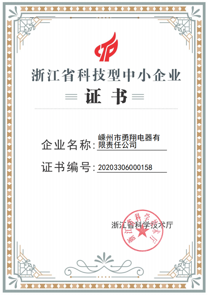 浙江省科技型中小企業(yè)證書.png